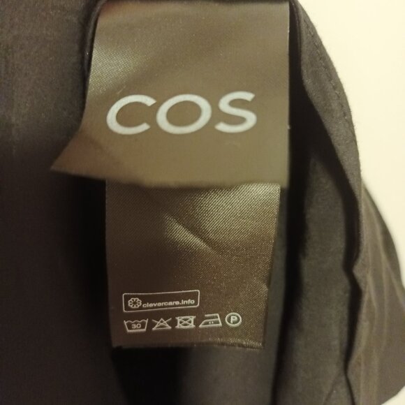 COS RACER-NECK SLEEVELESS SIDE-SEAM POCKETS MIDI BLACK MODAL-BLEND DRESS US 6 - Picture 8 of 14